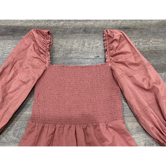 NEW Reformation Dunes Puff Sleeve Dress in Praline - Picture 5 of 8